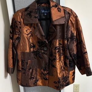 Susan Graver Copper and Black Floral Blazer